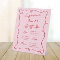 Whimsical Hand Drawn Pink & Red Signature Drinks