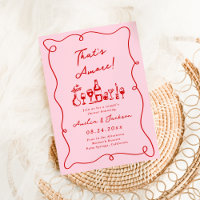 Whimsical Hand Drawn Pink & Red That's Amore