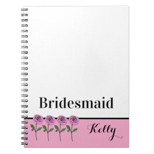 Whimsical Hand Drawn Pink Roses Bridesmaid Notebook