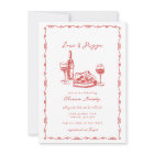 Whimsical Hand Drawn Pizza & Wine Bridal Shower