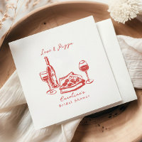 Whimsical Hand Drawn Pizza Wine Bridal Shower