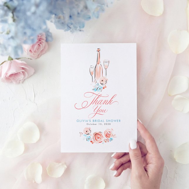 Whimsical Hand Drawn Quirky Cute Small Thank You  Card (Dusty Blue and Pink Whimsical Thank You Cards)