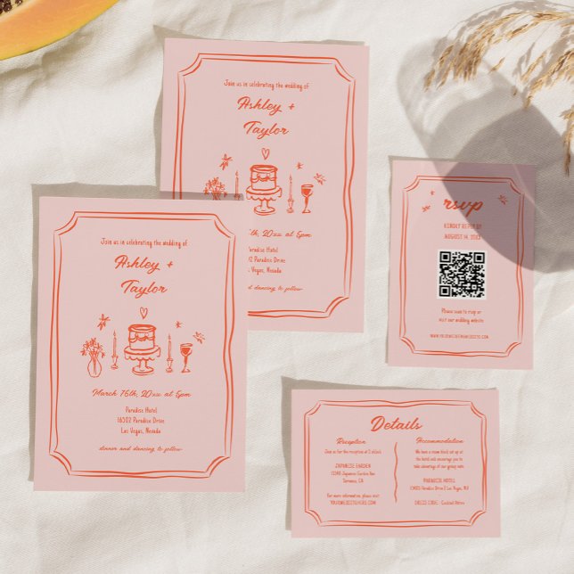 Whimsical Hand Drawn Quirky Fun Wedding Invitation (Creator Uploaded)