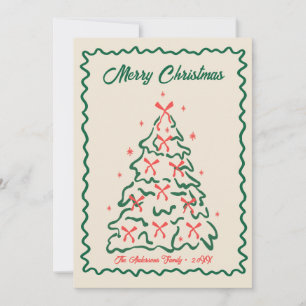 Whimsical Hand Drawn Quirky Merry Christmas Photo Holiday Card
