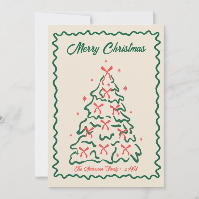 Whimsical Hand Drawn Quirky Merry Christmas Photo  Holiday Card (Front)
