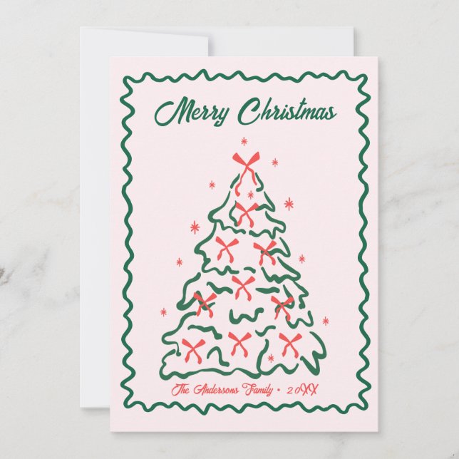 Whimsical Hand Drawn Quirky Merry Christmas Photo  Holiday Card (Front)