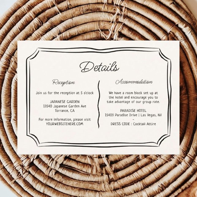 Whimsical Hand Drawn Quirky Wedding Details Enclosure Card (Creator Uploaded)