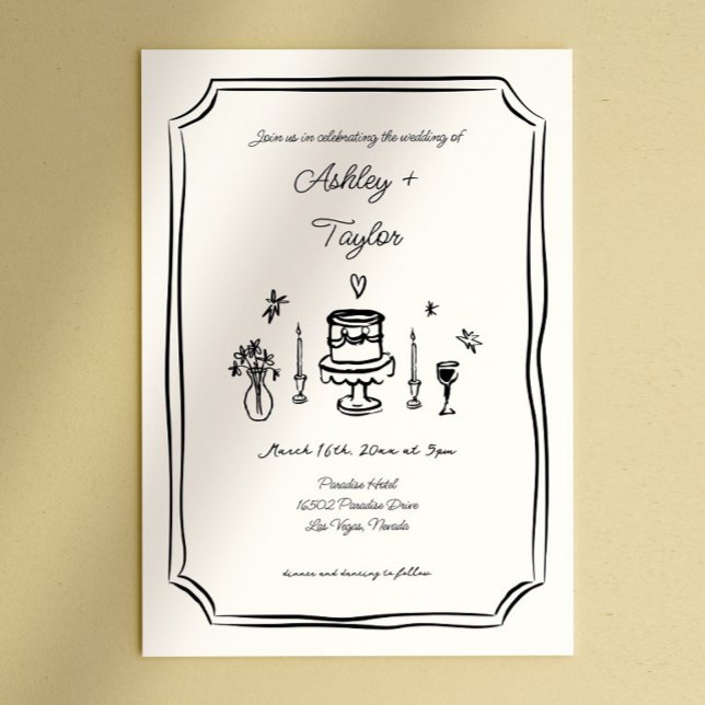 Whimsical Hand Drawn Quirky Wedding Invitation (Creator Uploaded)