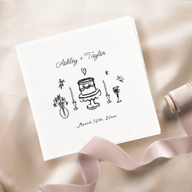 Whimsical Hand Drawn Quirky Wedding Napkin (Creator Uploaded)