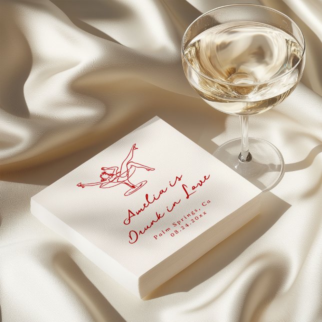 Whimsical Hand Drawn Red Bachelorette Napkin (Creator Uploaded)
