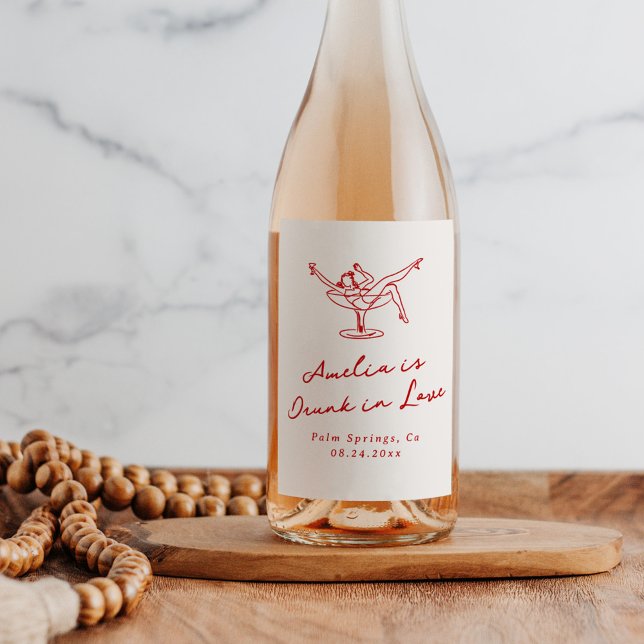Whimsical Hand Drawn Red Bachelorette Wine Label (Creator Uploaded)