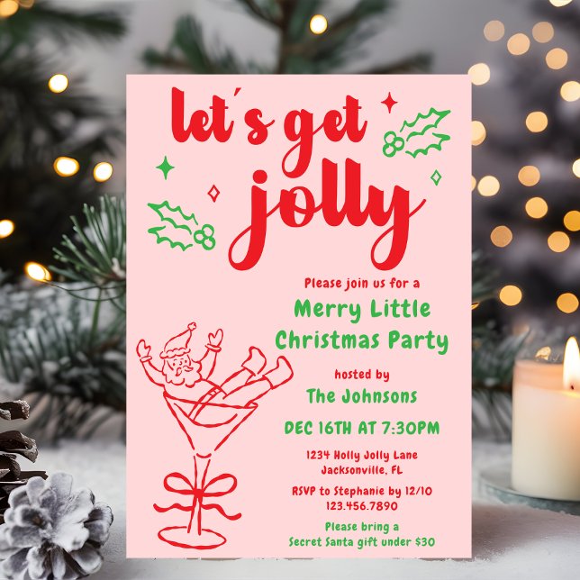 Whimsical Hand Drawn Red Green Christmas Party  Invitation (Creator Uploaded)