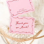 Whimsical Hand Drawn Red & Pink Thank You Invitation<br><div class="desc">This adorable design features hand drawn elements and a whimsical bold text.</div>