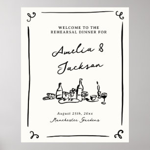 Whimsical Hand Drawn Rehearsal Dinner Poster
