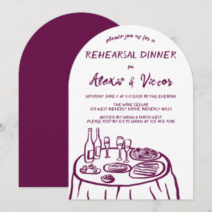 Whimsical Hand Drawn Rehearsal Dinner Table Custom Invitation