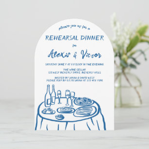 Whimsical Hand Drawn Rehearsal Dinner Table Custom Invitation