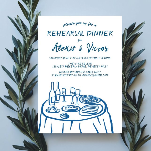 Whimsical Hand Drawn Rehearsal Dinner Table Custom Invitation (Whimsical Hand Drawn Rehearsal Dinner Table Custom Invitation
)