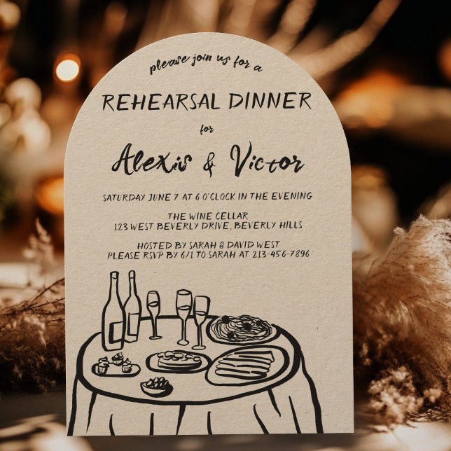 Whimsical Hand Drawn Rehearsal Dinner Table Custom Invitation (Whimsical Hand Drawn Rehearsal Dinner Table Custom Invitation
)