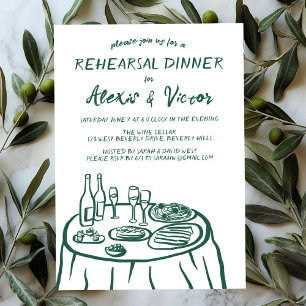 Whimsical Hand Drawn Rehearsal Dinner Table Custom Invitation