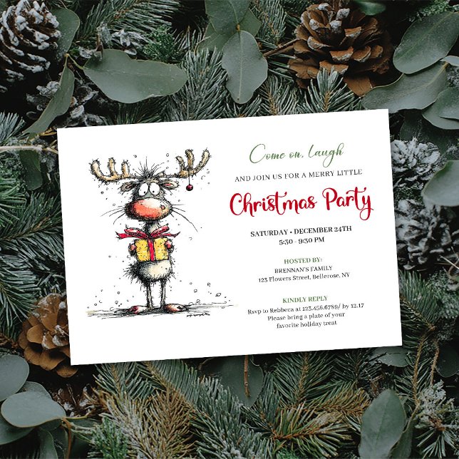 Whimsical hand drawn reindeer party invitation (Whimsical hand drawn reindeer party invitation

)