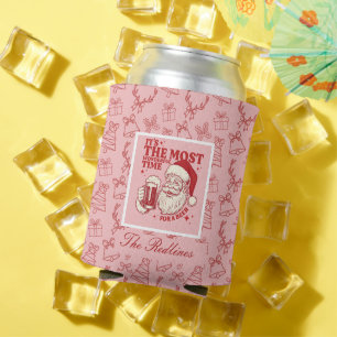 Whimsical Hand-Drawn Santa Christmas Can Cooler