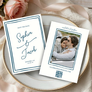 Whimsical Hand Drawn Save The Date Wedding Photo  