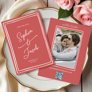 Whimsical Hand Drawn Save The Date Wedding Photo  