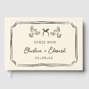 Whimsical Hand Drawn Scribble  Wedding  Guest Book