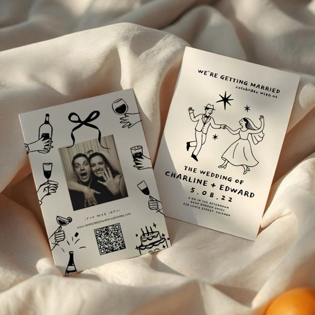 Whimsical Hand Drawn Scribble Wedding Invitation (Creator Uploaded)