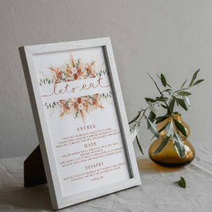 Whimsical Hand Drawn  Script wedding Menu Poster