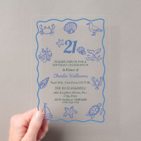 Whimsical Hand Drawn Sea Life 21st Birthday Party