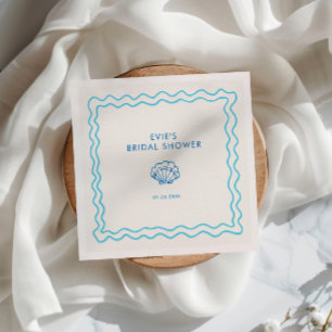 Whimsical Hand Drawn Shell Bridal Shower Napkin