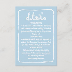 Whimsical Hand Drawn Simple Light Blue White Frame Enclosure Card