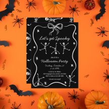 Whimsical Hand Drawn Skeleton Bow Frame Halloween