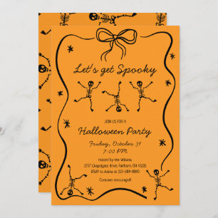 Whimsical Hand Drawn Skeleton Bow Frame Halloween  Invitation