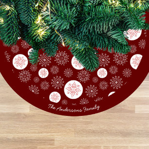 Whimsical Hand Drawn Snowflake Pattern  Fleece Tree Skirt