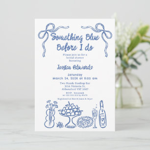 Whimsical Hand Drawn Something Blue Bridal Shower Invitation