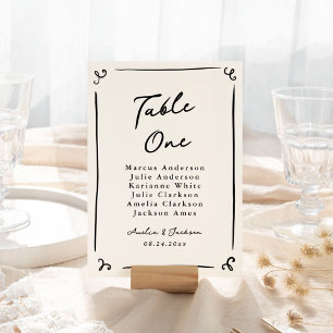 Whimsical Hand Drawn Table Card