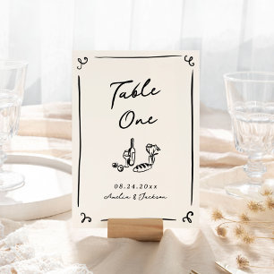 Whimsical Hand Drawn Table Number