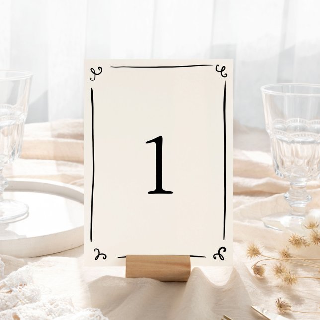 Whimsical Hand Drawn Table Number (Creator Uploaded)