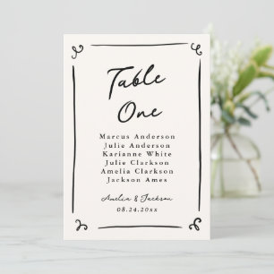 Whimsical Hand Drawn Table Number