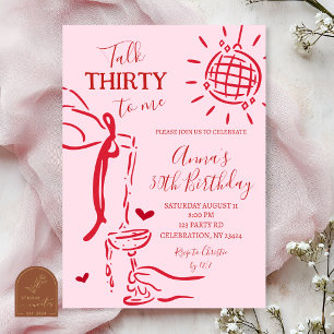 Whimsical Hand Drawn Talk Thirty to Me Birthday Invitation