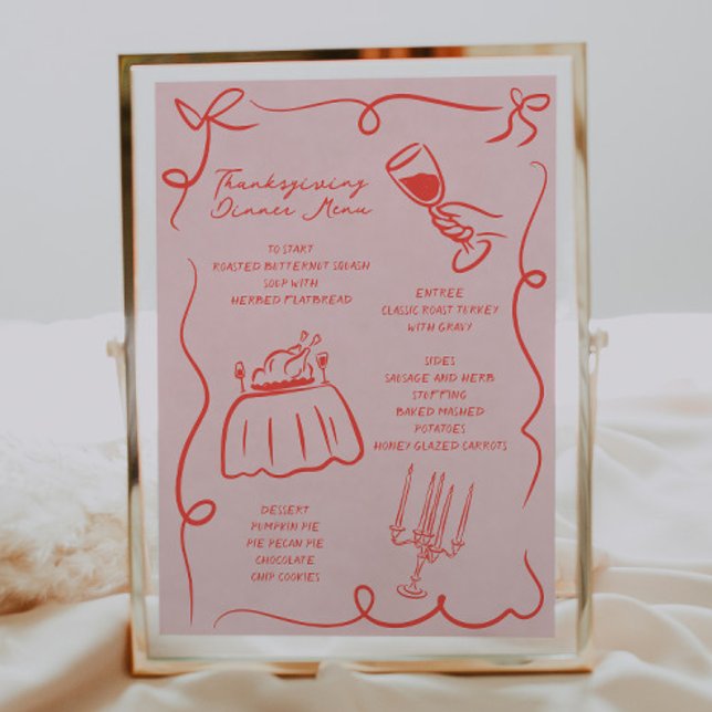 Whimsical Hand Drawn Thanksgiving Menu (Creator Uploaded)