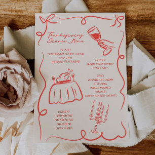 Whimsical Hand Drawn Thanksgiving Menu