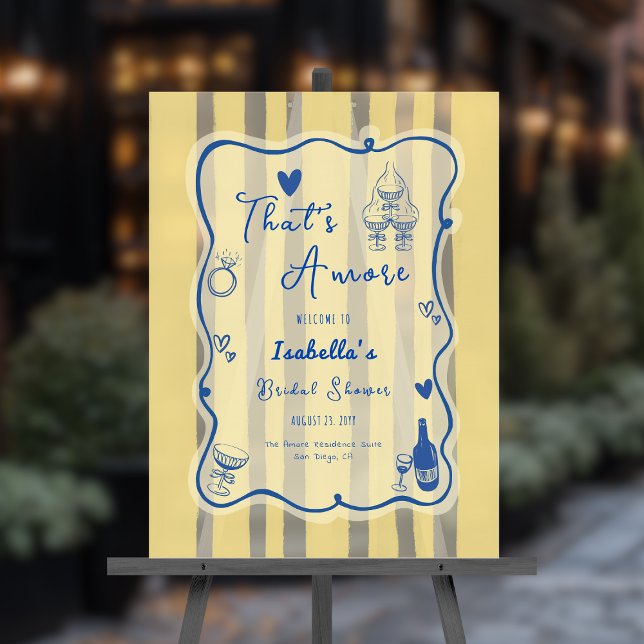 Whimsical Hand Drawn That's Amore Bridal Shower  Acrylic Sign (Creator Uploaded)