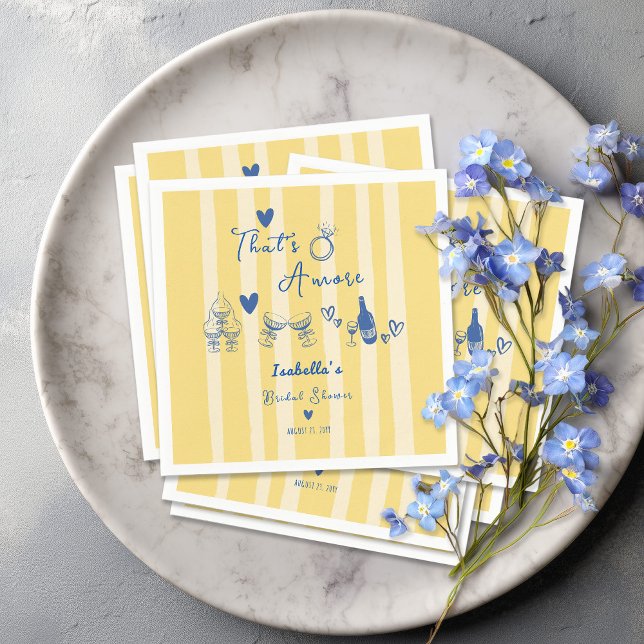 Whimsical Hand Drawn That's Amore Bridal Shower Napkin (Creator Uploaded)