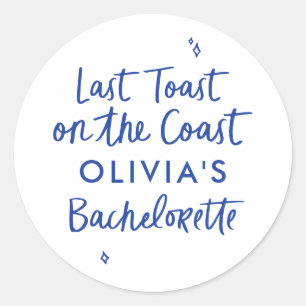 Whimsical hand drawn toast toast on the coast classic round sticker