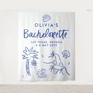 Whimsical hand drawn toast toast on the coast tapestry