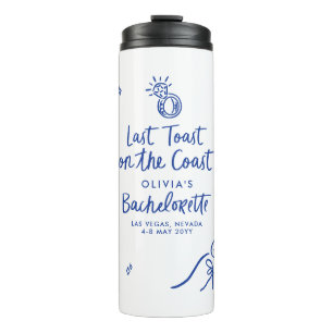Whimsical hand drawn toast toast on the coast thermal tumbler