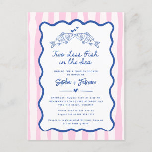 Whimsical Hand Drawn Two Less Fish in the Sea  Announcement Postcard